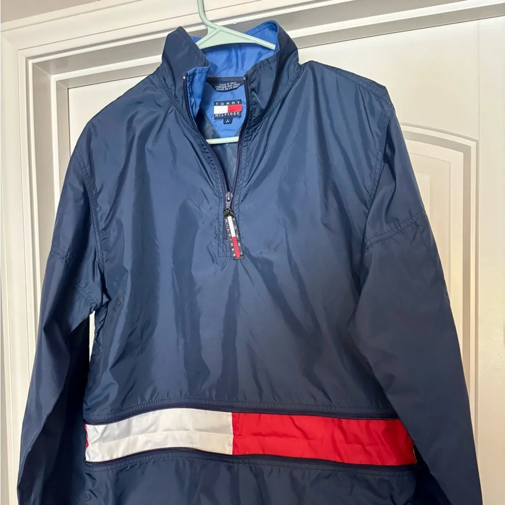 Tommy Hilfiger Vintage Zip Logo  Windbreaker Youth Size Large 10/12